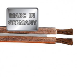 כבל לרמקולים איכותי מנחושת טהורה בעובי 2.5 מ"מ בצבע שקוף מבית HAMA גרמניה MADE IN GERMANY