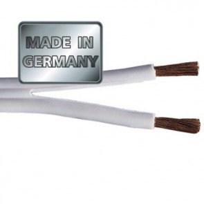 כבל לרמקולים איכותי מנחושת טהורה בעובי 2.5 מ"מ בצבע לבן מבית HAMA גרמניה MADE IN GERMANY