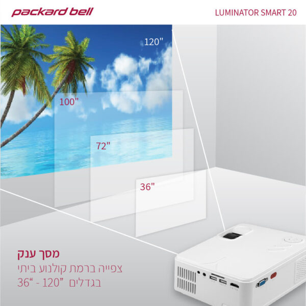 ⁦מקרן לד LUMENS 3500 להקרנה עד "120⁩ – תמונה ⁦4⁩