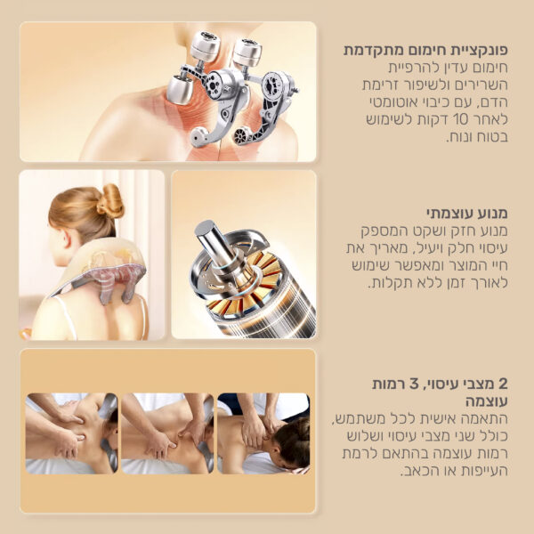 ⁦חגורת עיסוי עם טכנולוגיית עיסוי 4D ופונקציית חימום אינפרא⁩ – תמונה ⁦5⁩
