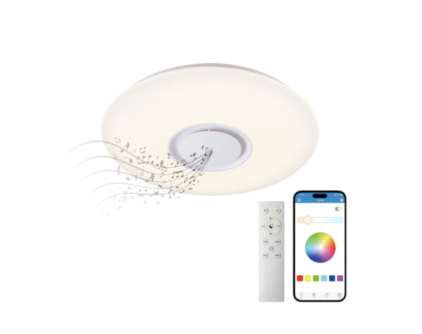 מנורת תקרה עם תאורה RGB ורמקול בלוטוס