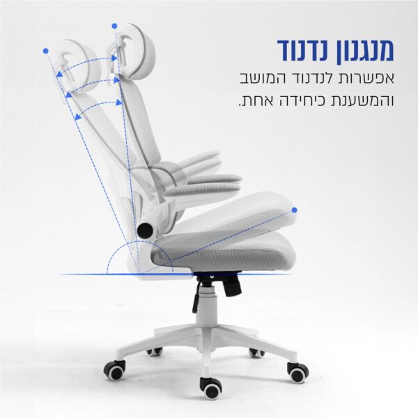 ⁦כיסא מנהל ארגונומי עם גב רשת ומשענת ראש⁩ – תמונה ⁦4⁩