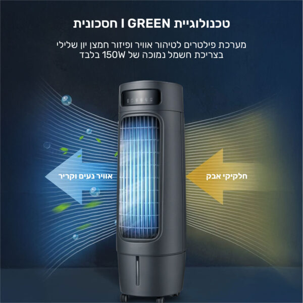⁦מצנן אוויר 150W מיכל מים 81 ליטר 3 מהירויות וטיימר⁩ – תמונה ⁦5⁩
