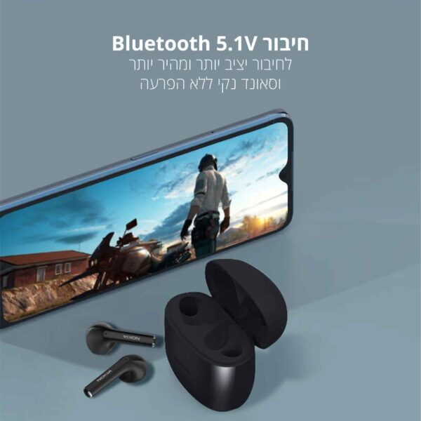 ⁦אוזניות סטריאו TWS קלות משקל בצבע שחור⁩ – תמונה ⁦4⁩