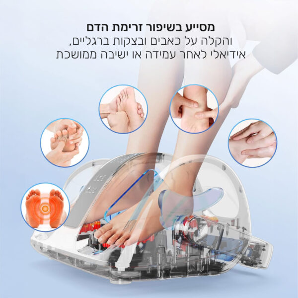 ⁦מכשיר עיסוי רגליים ושוקיים עם חימום בעיצוב ארגונומי לחוויית עיסוי מקצועית⁩ – תמונה ⁦5⁩