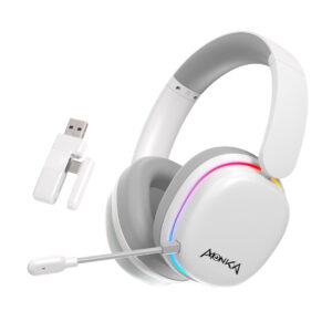 אוזניות לבנות עם תאורת RGB חיבור 2.4/BT /USB