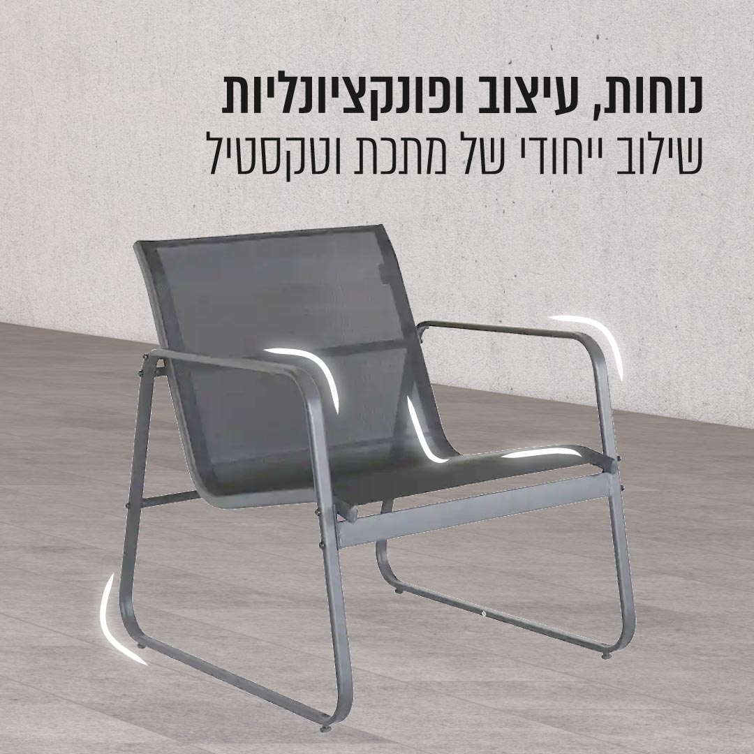 מערכת ישיבה זוגית הכוללת שולחן קפה לגינה ולמרפסת – תמונה 5