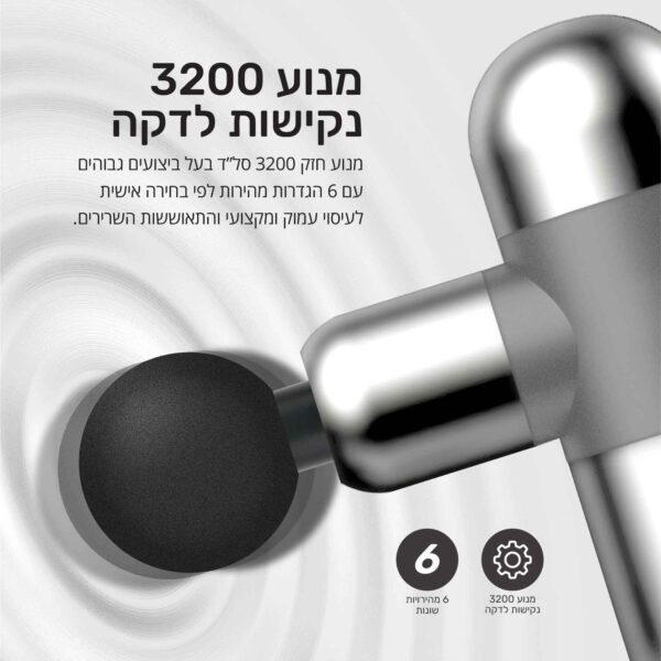 ⁦אקדח עיסוי מיני עם ארבעה ראשים ונרתיק נשיאה⁩ – תמונה ⁦4⁩