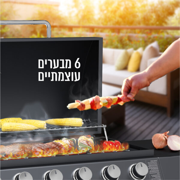 ⁦גריל גז 6 מבערי נירוסטה עם כירת צד 72,000BTU⁩ – תמונה ⁦3⁩