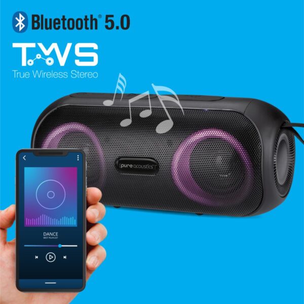 ⁦רמקול בלוטוס נייד מוגן מים IP65 עם תאורת RGB⁩ – תמונה ⁦3⁩