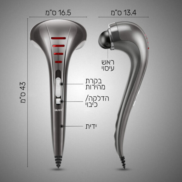 ⁦מוט עיסוי חשמלי עם 3 ראשי עיסוי מתחלפים⁩ – תמונה ⁦5⁩