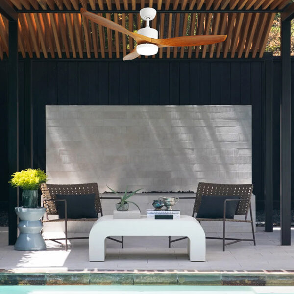 ⁦מאוורר תקרה "OUTDOOR 56 עם תאורת CCT ושלט -לבן⁩ – תמונה ⁦4⁩