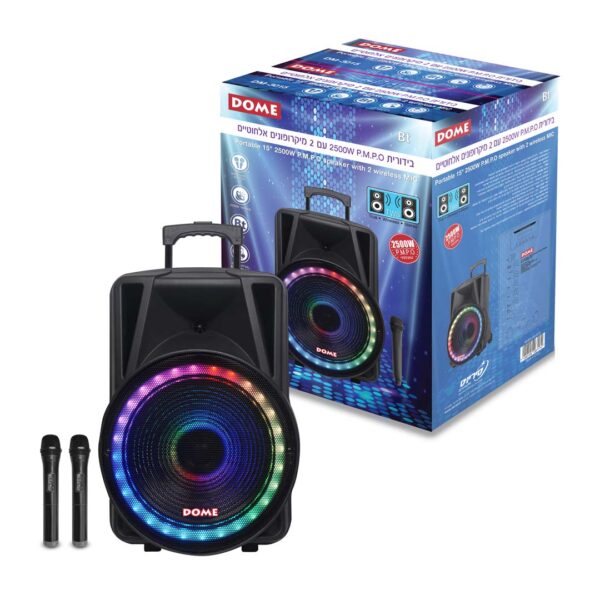 ⁦בידורית 2500W עם 2 מיקרופונים אלחוטיים⁩ – תמונה ⁦3⁩