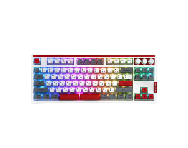 מקלדת גיימינג מכנית חוטית סויצ' צהוב, אפור/לבן/אדום