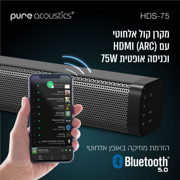 ⁦מקרן קול 75W עם HDMI חיבור אופטי⁩ – תמונה ⁦12⁩