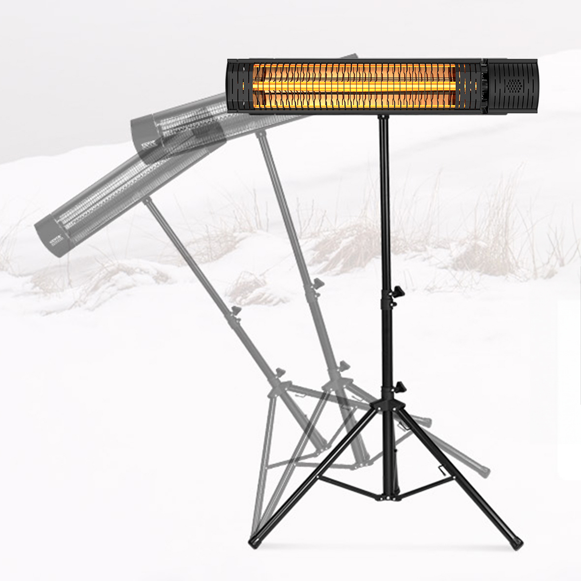 תנור חימום חיצוני נייד עם נורת CalmLight 2000W – תמונה 2