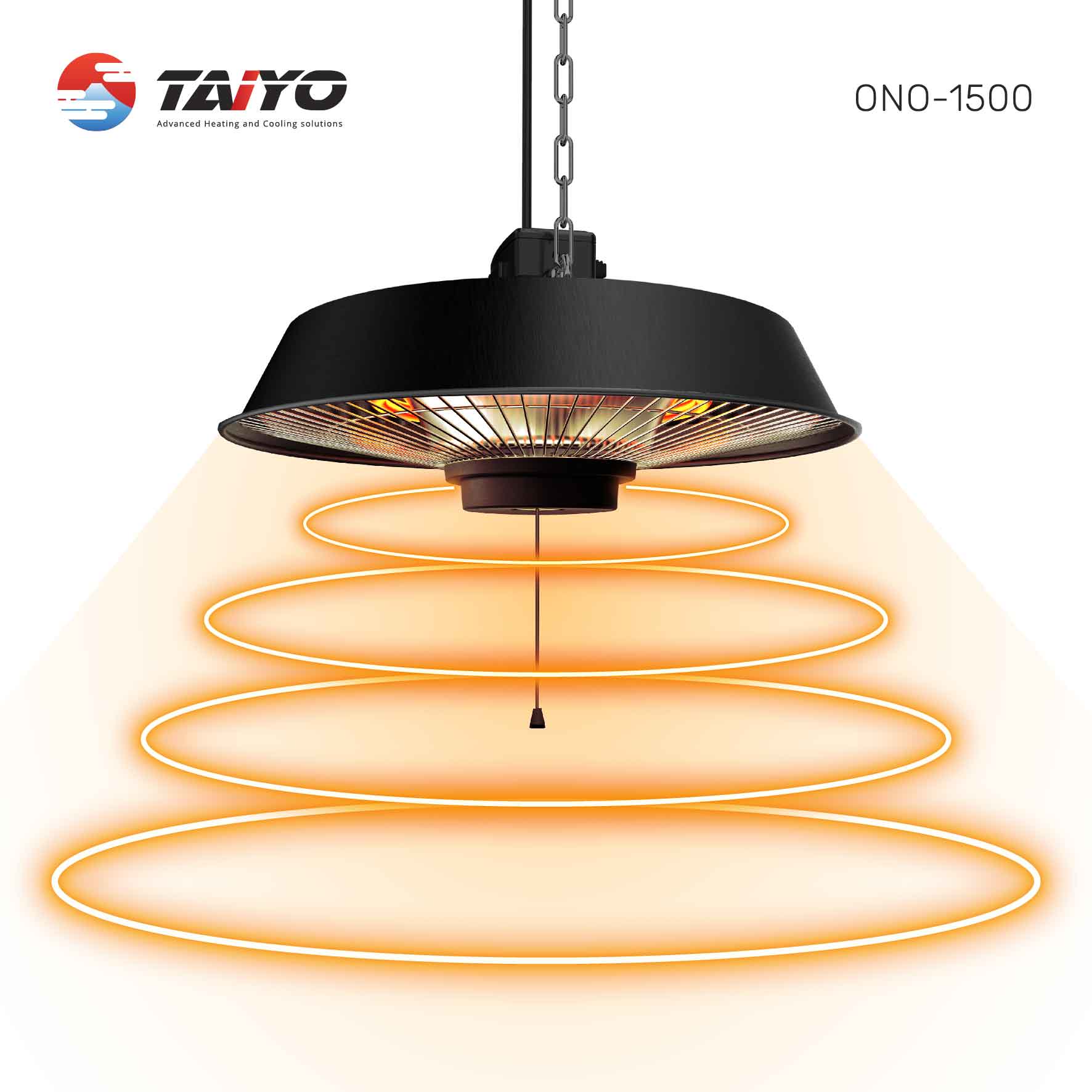 פטריית חימום נתלית עם מנורת הלוגן 1500W – תמונה 3