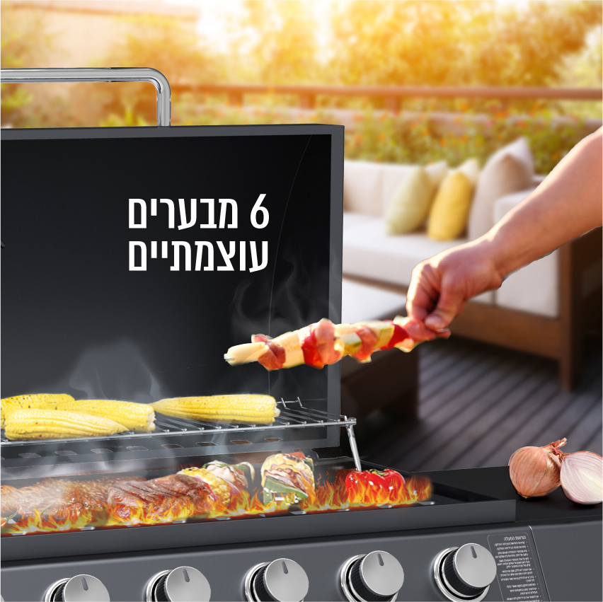 גריל גז 6 מבערי נירוסטה עם כירת צד 72,000BTU – תמונה 3