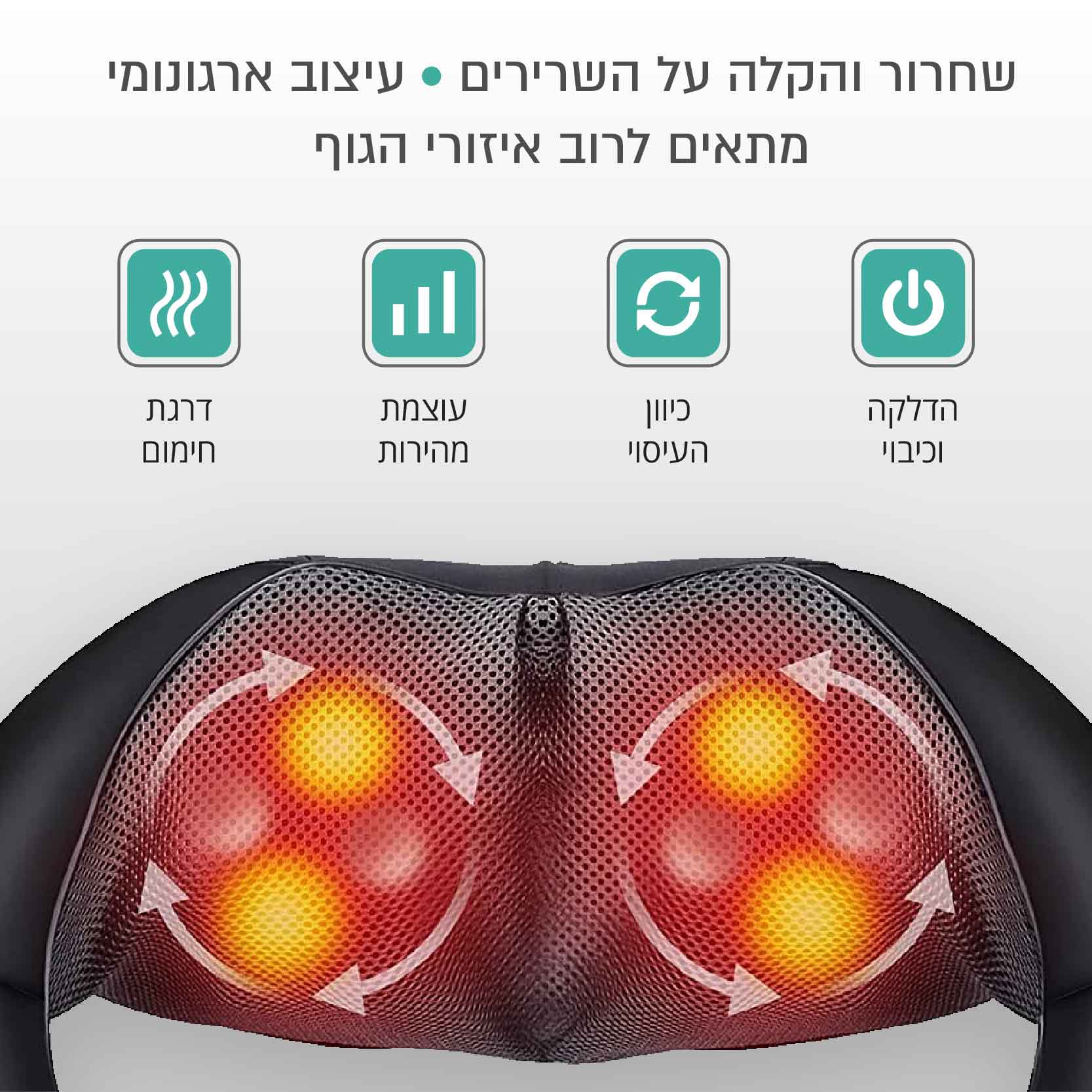 חגורת עיסוי שיאצו עם פונקציית חימום – תמונה 3