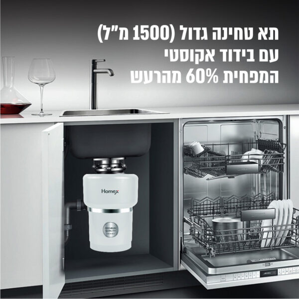 ⁦טוחן אשפה 1 כ"ס כולל מתג אלחוטי לבן⁩ – תמונה ⁦4⁩