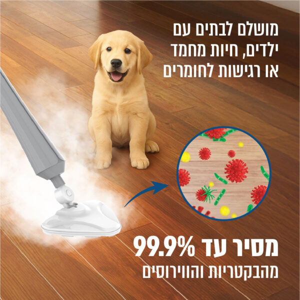 ⁦מכשיר לניקוי רצפות בקיטור 1300W עם ראש משולש מסתובב 180°⁩ – תמונה ⁦2⁩