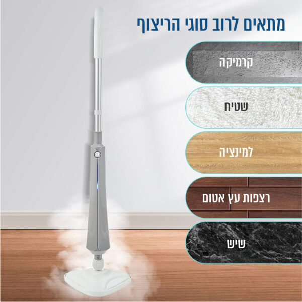 ⁦מכשיר לניקוי רצפות בקיטור 1300W עם ראש משולש מסתובב 180°⁩ – תמונה ⁦4⁩