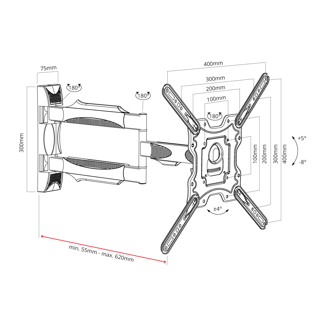 זרוע תלת מפרקית למסכים – תמונה 3