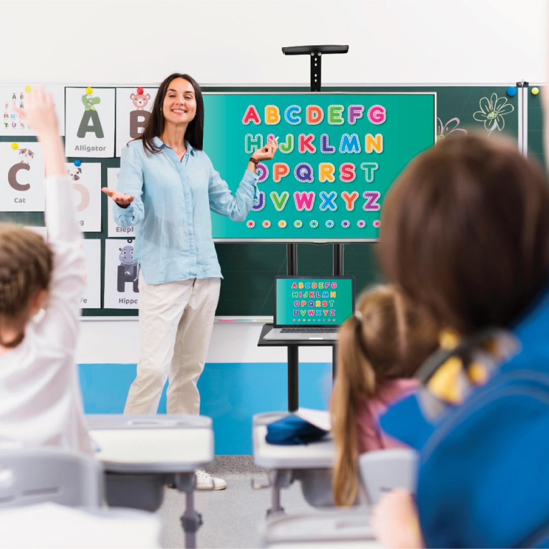 עגלת טלוויזיה ניידת למסכים עד "75 עם בסיס גלגלים חזק ורחב – תמונה 3