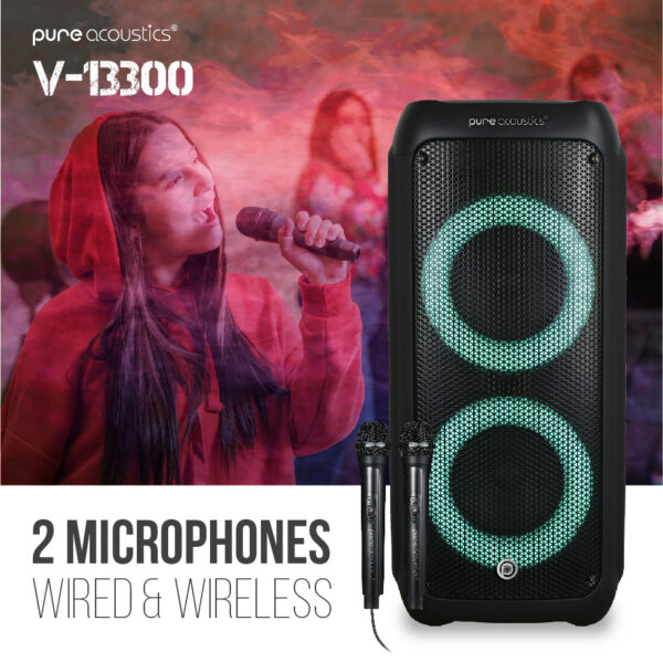 ⁦רמקול נייד 300W עם 2 מיקרופונים אלחוטי וחוטי⁩ – תמונה ⁦4⁩