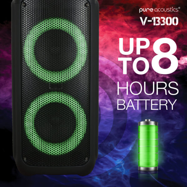 ⁦רמקול נייד 300W עם 2 מיקרופונים אלחוטי וחוטי⁩ – תמונה ⁦5⁩