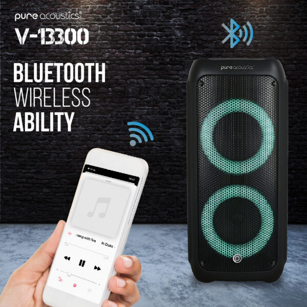 ⁦רמקול נייד 300W עם 2 מיקרופונים אלחוטי וחוטי⁩ – תמונה ⁦7⁩