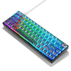 מקלדת מכאנית קומפקטית עם תאורת RGB, צבע כחול