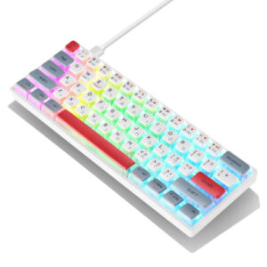 מקלדת מכאנית קומפקטית עם תאורת RGB, צבע אפור לבן