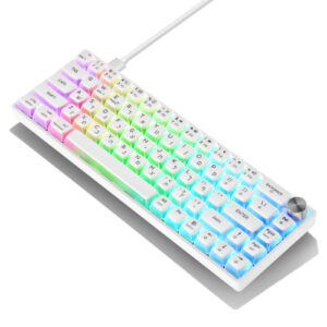 מקלדת מכאנית קומפקטית עם תאורת RGB, צבע לבן