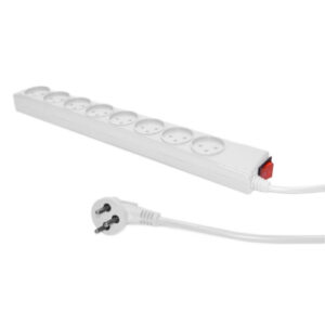 רב שקע 8 יציאות, כבל 1 מטר ומתג,לבן