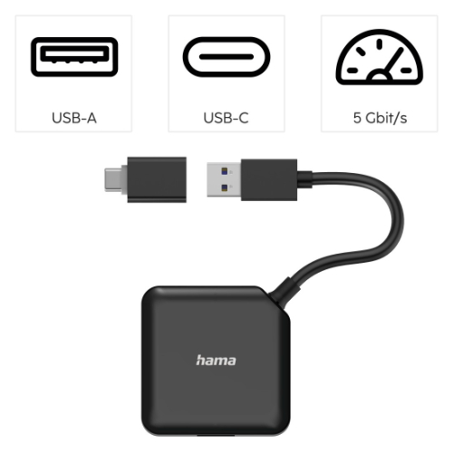 מפצל 4 USB כניסות + Adapter type C שחור – תמונה 4