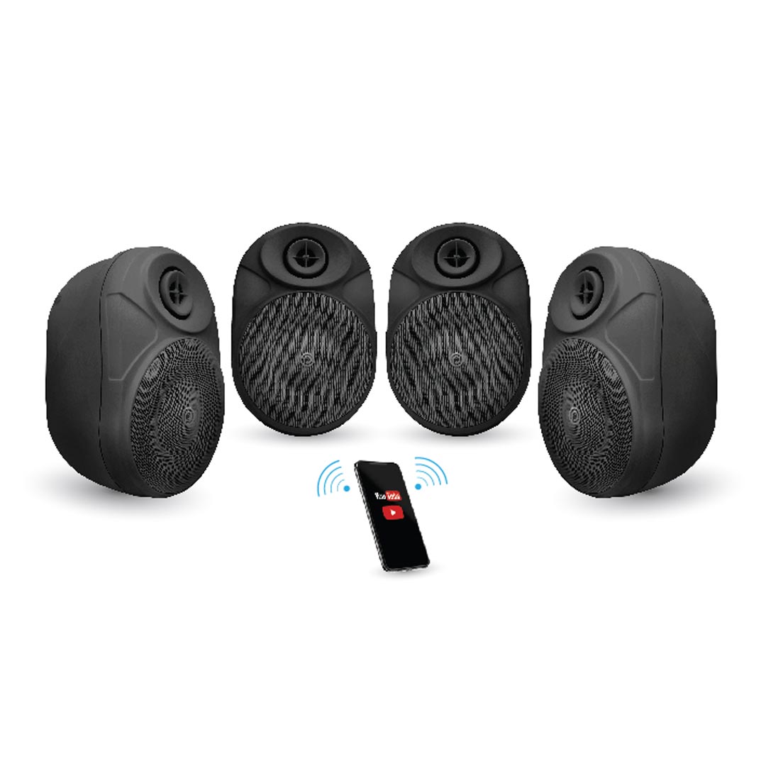 זוג רמקולים OUTDOOR מוגברים TWS שחור – תמונה 3