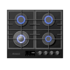 כיריים גז זכוכית 4 להבות-מבער SABAF+טיימר וטורבו