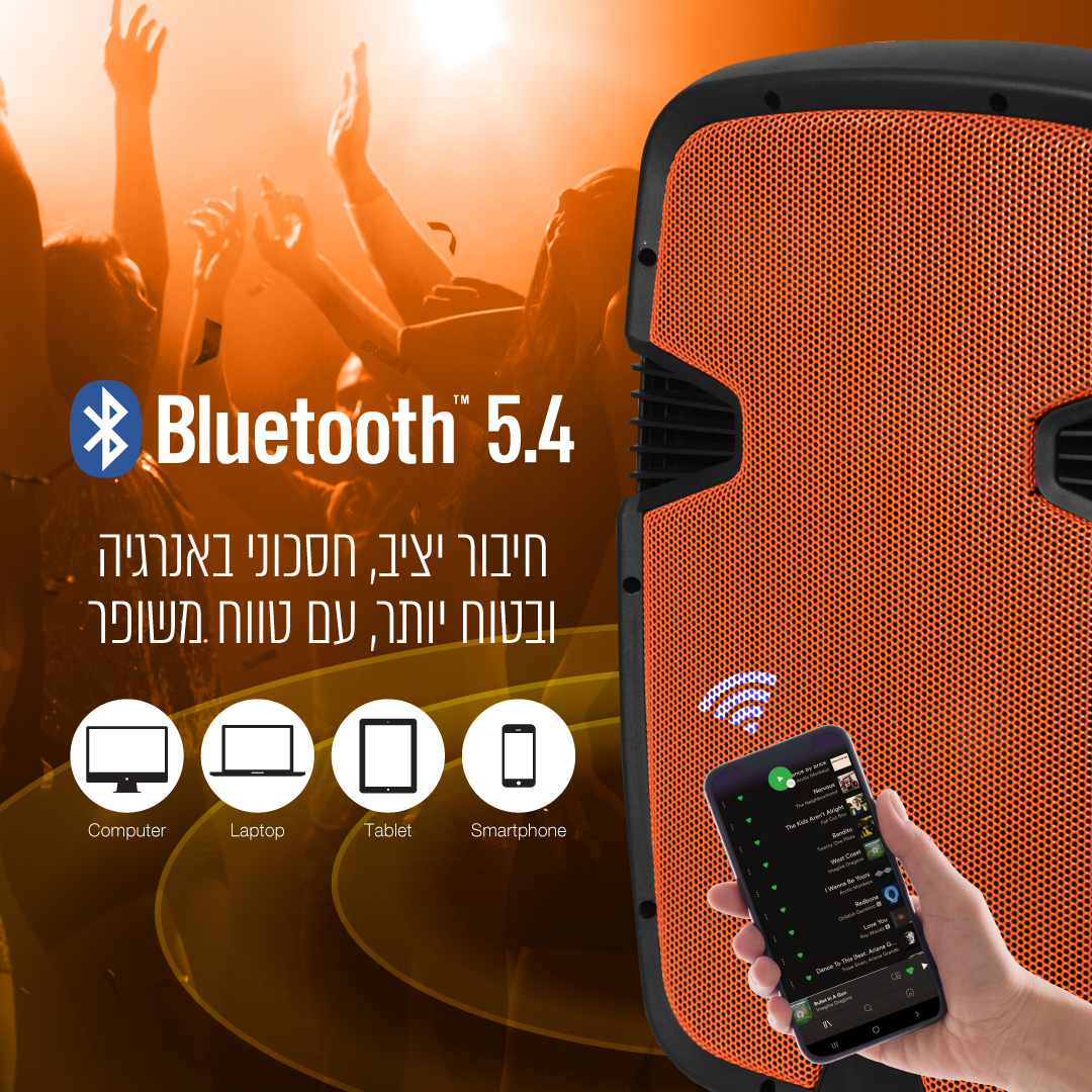 רמקול BT מוג' 15",2 מיקרופונים אלחוטיים,תדר 600W-FHU – תמונה 5