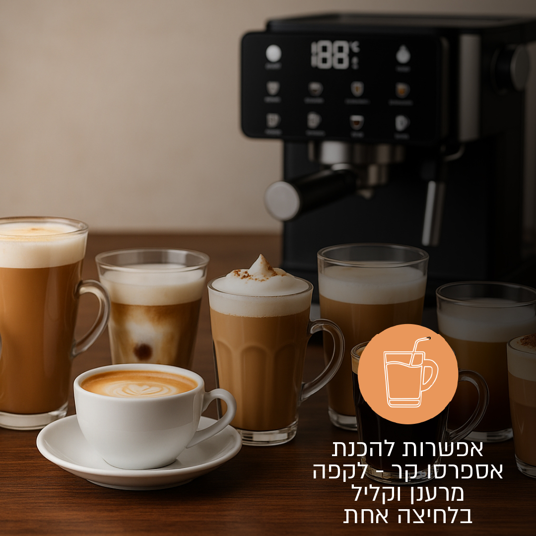 מכונת אספרסו 9 ב-1450W 1 עם משאבת ULKA איטלקית – תמונה 7