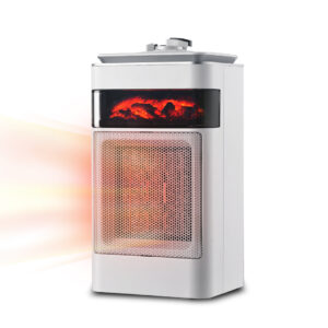 קוביית חימום קרמית 1500W עם אפקט להבה בצבע לבן